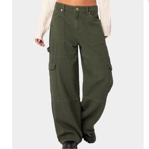 EDIKTED Ember Denim Cargo Pants - DK GREEN Size M